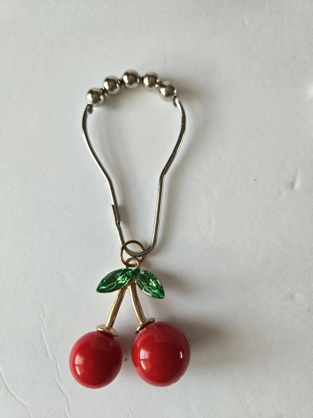 Cherry Decorative Shower Curtain Hooks, Set of 12 Metal Stainless Steel